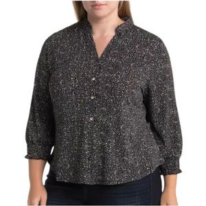 Belldini Women’s Ditsy Leopard Stars Print Top Plus Size NWT